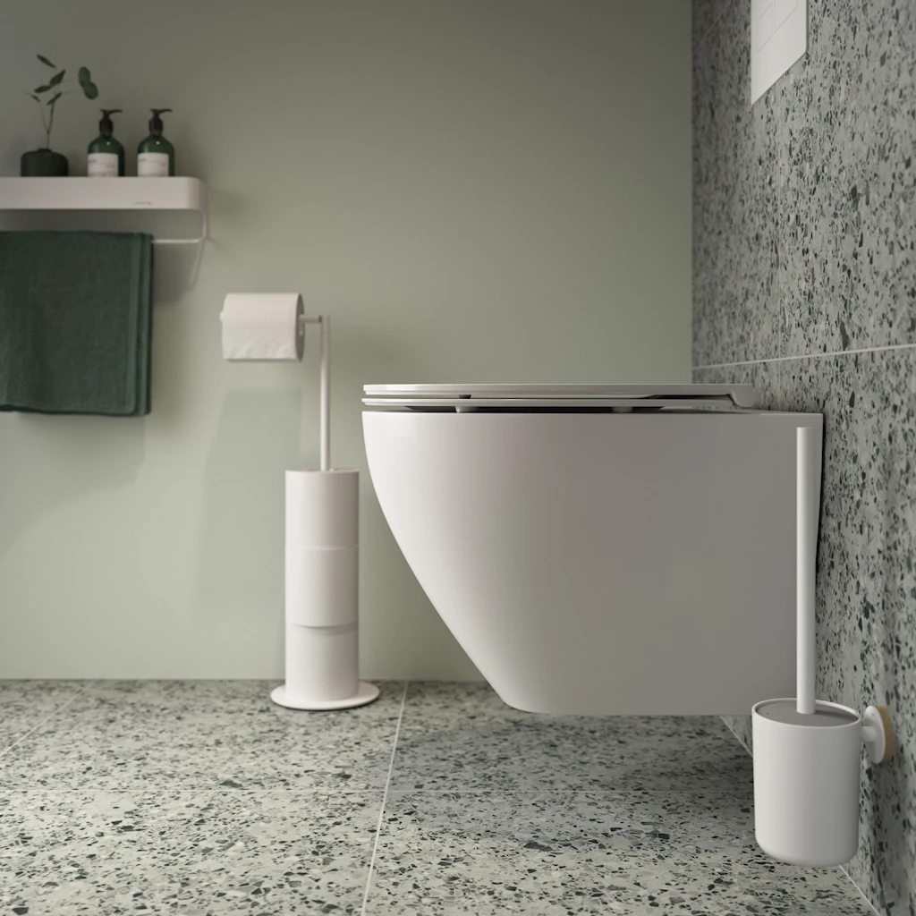 Esbada Vippe 2i1 toalettpapir- og reserverullholder, hvit matt Esbada Vippe 2i1 toalettpapir- og reserverullholder, hvit matt